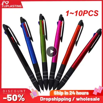 1 ~ 10шт Цветове Нажимная Химикалка химикалка Метална stylus писалка с шариковыми дръжки Екранна писалка за всички капацитивни екрани Студентски офис
