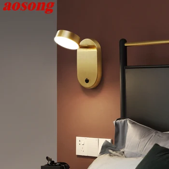 AOSONG Скандинавски Мед, с монтиран на стената лампа LED 3 Цвята С ключа Месинг Злато халба бира За декора на Дома Дневна Спалня Проход