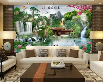 beibehang Модни копринена тапети пейзаж живопис фон за телевизор, диван, вътрешни облицовки на стените, 3D тапети