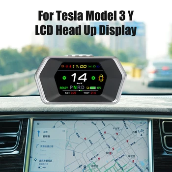 LEEPEE Авто Интелигентен Сензор HUD-Head Up Дисплей LCD Екран Светлинна Съвет Аларма за Време на Шофиране T17 За измерване на скоростта на Tesla Model 3 Y
