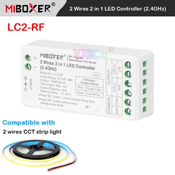 Miboxer 2.4 G Двойна бяла 2 в 1 Контролер Led Лента COB одноцветный регулатори за 12V 24V DC 2 Тел CCT COB Светлини лента
