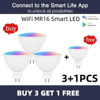 WiFi MR16 Интелигентна led крушка 12V RGBCW с регулируема яркост на Hristo 5W Точков Подсветка с Променящ се цвят, Интелигентен дом