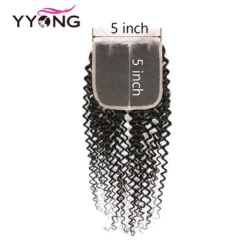 Yyong Hair 5x5 6x6 Лейси Закопчалката Бразилски Извратени 10-22-Инчов Свободен Раздяла Дълбока Вълна на 100% Реми естествена Коса Закриване Безплатна Доставка