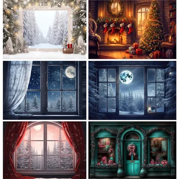 ZHISUXI Коледни фонове, за снимки пред камината, подпори за прозорци, интериорни хол, Селска къща, тематичен фон DR-10