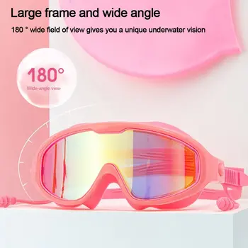 Водоустойчив фарове за очила за плуване за възрастни С широк преглед, очила за гмуркане в голяма рамка, Висока разделителна способност, с затычками за ушите, очила за плуване