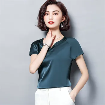 Дамски елегантни модни тениски с ръкав raglan, обикновена сатен върхове от лед коприна, дамски дрехи 2023 г., пролет-лято основни блузи, дамски дрехи