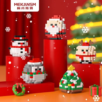 Коледна серия от Kawaii Микро градивните елементи на Дядо Коледа, Снежен човек Дърво Модел на Лосове Събрани Мини Тухли Фигурки, Играчки за деца Подаръци