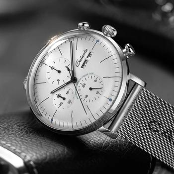 Луксозни Автоматични часовници за Мъжка мода 41 мм Механични ръчни часовници CALUOLA Бизнес часовник Сапфир кристал Водоустойчив часовник до 50 метра