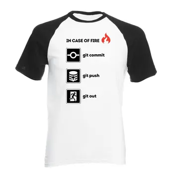 Лятна нова Тениска от 100% памук по-високо качество със Забавна Кръгло деколте За програмист-В случай на пожар Git Commit Измества на Графични тениски на Европейски размер
