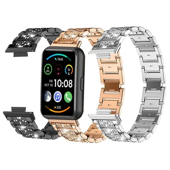 Метална каишка за Huawei Watch Fit Аксесоари за smart-часовници Гривна от неръждаема стомана за Huawei Watch Fit Каишка за часовник с диаманти 2