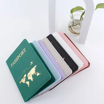 Многофункционален калъф за паспорт от изкуствена кожа, стилен държач за самоличност за сватбени двойки, пакет за карти, пакет за идентификация на пътни принадлежности
