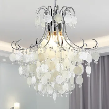 Монтиран на тавана полилеи във формата на миди в скандинавски стил, Романтична окачен лампа за дневна, окачена лампа за спални, начало декор, полилеи с полилеи