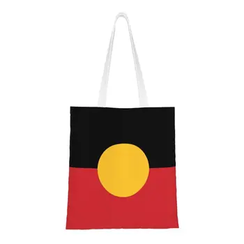Пазарска чанта с флага на австралийските аборигени, дамски холщовая чанта през рамо, преносими чанти за пазаруване в магазини за хранителни стоки