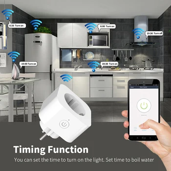 Пожаробезопасная умен изход 2.4 Ghz Работи с Алекса Home Wifi Smart Plug Wi-Fi 16a Smart Plug Главината не се изисква Sasha Home Plug