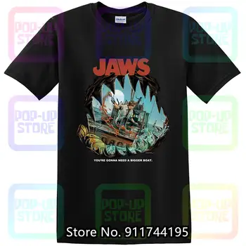 Тениска JAWS Голям размер, парцали от страх, кофа с куп, 