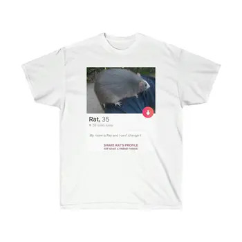 Тениска със забавна опечаткой в приложение за запознанства с цитат от Tinder Rat