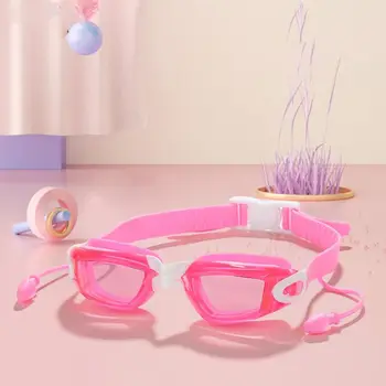 Фарове за плувни очила за деца с затычками за уши, екипировка за гмуркане с широк преглед, Регулируеми очила за плуване с защита от uv, Водни спортове