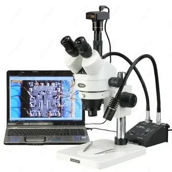 Цифров led Микроскоп-AmScope Доставя 7X-45Ч Цифрова led Стереомикроскоп с две световыми Зумами Gooseneck + 5-Мегапикселова камера, USB-камера