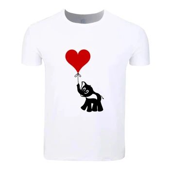 Flying Hearts Elephants Памучен Студентска Лятна Тениска На Големия Размер, С Къс Ръкав За Мъже И Жени, Тениска За Момчета И Момичета, Тениски За Момичета, Детски Тениска