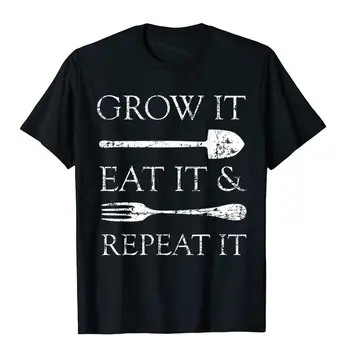 Grow It Eat It Repeat It Риза Градинарство Храна Органични Специална Мъжка Тениска Памучни Блузи Риза Harajuku Camisas Модерен