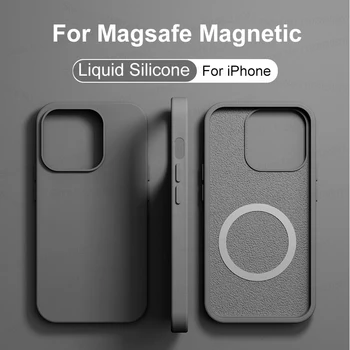 За Magsafe Магнитен калъф за iPhone 15 11 14 13 12 Pro Max Plus калъфи за безжични зарядни устройства Течен силиконов калъф с Аксесоари за телефони
