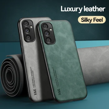 Луксозен оригинален кожен magnetic устойчив на удари калъф за Samsung Galaxy A34 с метална плоча, защитен калъф за вашия телефон