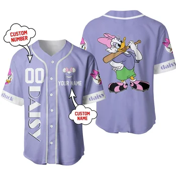 Потребителското име, с Бейзболна майк Daisy Duck, Мъжка и дамска Риза с къс ръкав, бейзболна фланелка на 