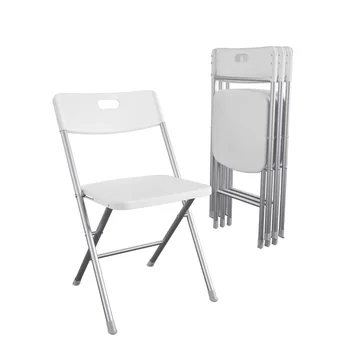 Сгъваем стол със седалка и облегалка от смола, бял, 4 бр.