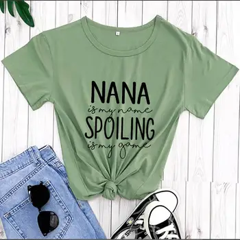 Тениска Nana от 100% памук, ежедневни лятна дамска тениска с кръгло деколте и забавно принтом, тениска Nana, подарък за баби, риза за баба